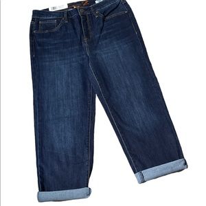 Seven7 Tower Straight Cropped Capri Jeans Sz 8 Darker Denim High Waist NWT